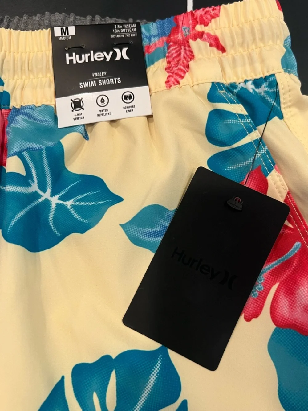 NWT Hurley Yellow Blue Pink Floral Swim Trunks Shorts Mens Sz Medium